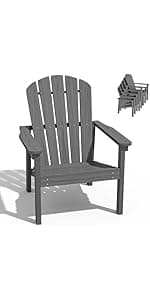 nevilywood Compact Stackable Adirondack Chairs Set of 4, 26.3" Wide HDPE Outdoor Patio Chairs - Durable, Space-Saving Design for Porch, Lawn or Garden, Black