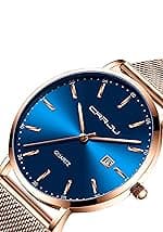 FIZILI Mens Watches Ultra-Thin Minimalist Waterproof-Fashion Wrist Watch for Men Unisex Dress with Leather Band