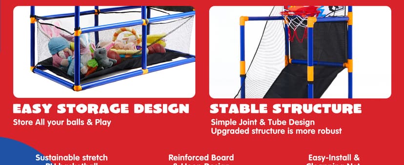 JOYIN Arcade Basketball Game Set with 4 Balls and Hoop for Kids 3 to 12 Years Old Indoor Outdoor Sport Play - Easy Set Up - Air Pump Included - Ideal for Competition