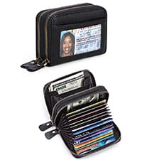 GAEKEAO Small Wallets for Women RFID Blocking Leather Bifold Zipper Pocket Wallet Credit Card Holder with ID Window