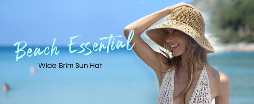 FURTALK Summer Straw Beach Sun Hats for Women UPF 50 Floppy Wide Brim Travel Bucket Hat Foldable Packable