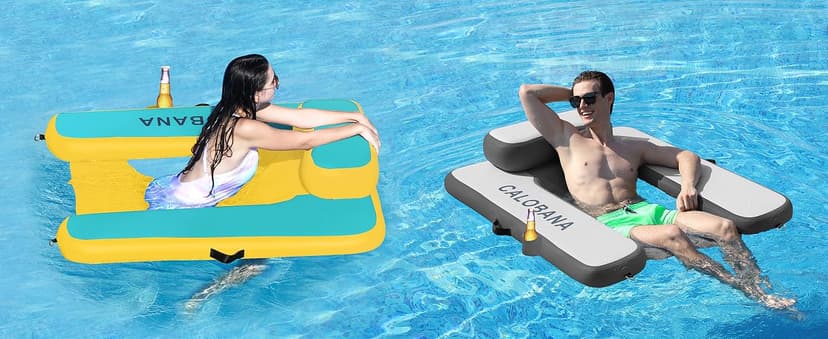 CALOBANA Inflatable Floating Chair, Heavy Duty Pool Floats Adult Lounger, Portable Water Float Chair for Swimming Pool, Lake and Beach