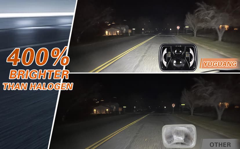 YUGUANG 5x7 7x6 LED Headlights, H6054 LED Headlights Hi/Low Beam DRL Amber Turn Signal DOT Approved Compatible with Wrangler YJ XJ Cherokee Truck Van, 2PCS