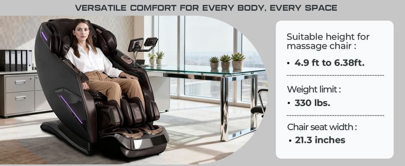 4D Massage Chairs Full Body,Zero Gravity SL-Track Shiatsu Massage Chair Recliner,Core Heating,20 Massage Techniques,Deep Yoga Stretch,Foot Rollers, Ai Voice,Touch Screen,Wireless Charging