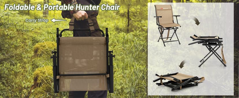 Goplus Hunting Chair, 360° Swivel Folding Hunting Blind Chair with Carrying Strap, 330LBS Capacity, Portable Deer Hunting Stool, Silent Ground Dove Hunting Chair, No Assembly