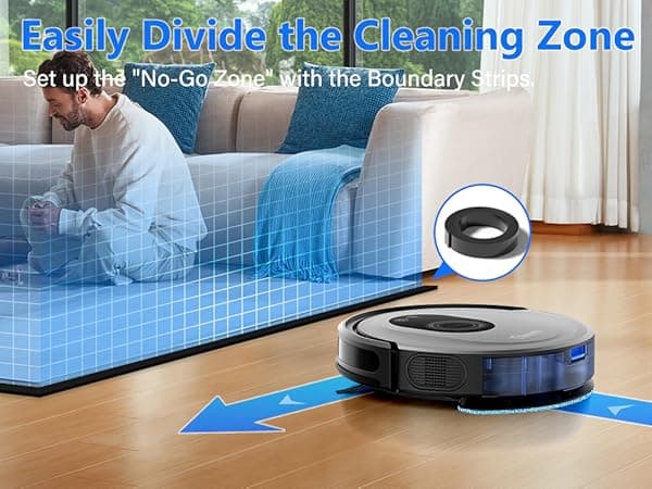 Tikom Robot Vacuum and Mop Combo, 5000Pa Robotic Vacuum Cleaner, 150 Min Max, App & Remote Control, Ideal for Hard Floor, Carpet, Pet Hair, Self-Charge(G8000 Max)