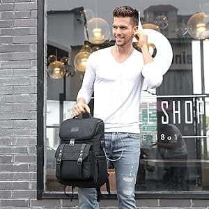 YALUNDISI Vintage Backpack Travel Laptop Backpack with usb Charging Port for Women & Men College Backpack Fits 15.6 Inch Laptop Black