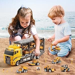 NIPLOOOW Kids Boys Construction Truck Vehicle Toy Set with Play Mat and Die-Cast Toy Car, Transport Carrier Truck for Kids 3-5, Birthday Gifts Toys for 3-8 Year Old Boys B0D7M51TRB