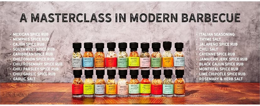 Smokehouse by Thoughtfully Ultimate Grilling Spice Set, Grill Seasoning Gift Set Flavors Include Chili Garlic, Rosemary and Herb, Lime Chipotle, Cajun Seasoning and More, Pack of 20