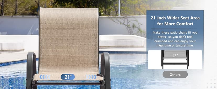 Amopatio Patio Chairs Set of 4, Outdoor Stackable Dining Chairs for All Weather, Breathable Garden Outdoor Furniture for Backyard Deck(Brown)
