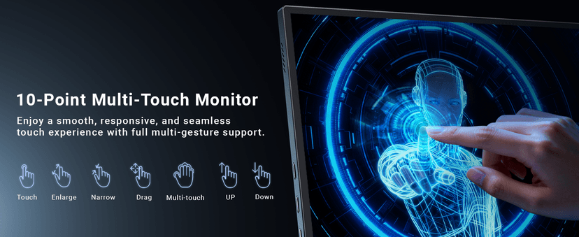 MINIX SF10T Portable Monitor 10.5 inch Touchscreen Laptop Monitor IPS 178° Wide-Viewing/Built-in Dual Speakers Low Blue-Light/HDR Eye Care External Screen w/Smart Cover for Mac PC Xbox PS4/5 Switch