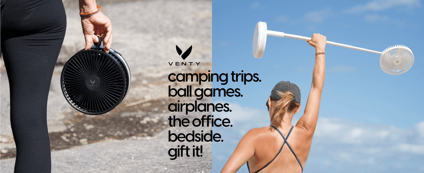 VENTY Portable Fan - Wireless Battery Operated Fan - 4 Speeds - LED Lighting - Carry Case & Remote Control - Cruise Travel - Outdoor Travel RV Power Bank With USB-C Port (Black with Case) B09PMQF5S9