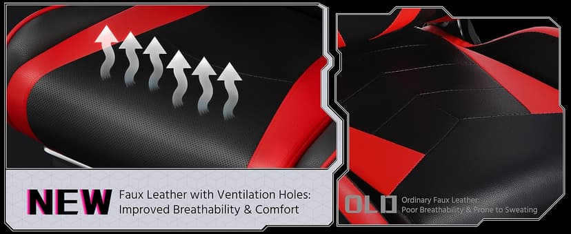 Yaheetech Gaming Chair, Video Game Chair with Massage Lumbar Support and Footrest Height Adjustable Ergonomic Computer Chair with Swivel Seat and Headrest, Black/Red