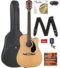 Fender FA-125CE Dreadnought Cutaway Acoustic-Electric Guitar - Sunburst Bundle with Gig Bag, Strap, Strings, Picks, and Austin Bazaar Instructional DVD