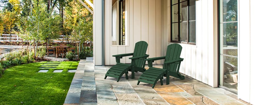 SERWALL Adirondack Chair with Cup Holders - Composite Adirondack Chairs Set of 4 HDPE Outdoor Chairs All Weather Use- Green