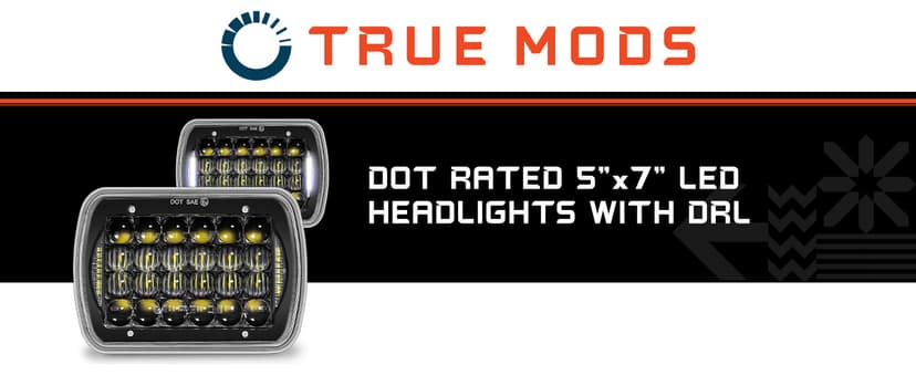 TRUE MODS 7x6 5x7 H6054 Black LED Headlights H4 2B1 Sealed Beam Replacement Head Lamp for Jeep Wrangler YJ Cherokee XJ Chevy Express Ford Econoline Van GMC Savana Nissan D21 Toyota Pickup Trucks Cars