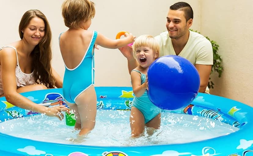 3 Rings Kiddie Pool for Toddler, 48”X12”,Kids Swimming Pool, Inflatable Baby Ball Pit Pool, Small Infant Pool (Blue)