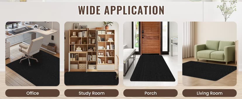 Sycoodeal Office Chair Mat for Hardwood Floor,Slip Resistant Floor Mat for Office Computer Gaming Chair,Heavy Duty Floor Protector for Rolling Chairs,Easy to Clean,Black(36"x48")