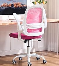 Ergonomic Mesh Office Chair for Home Office, Flip-Up Arms, Breathable Mesh Back & Thick Seat Cushion, Swivel Rolling Computer Desk Chair, BIFMA Certified, Supports 300 lbs (Black Frame/Black Seat)
