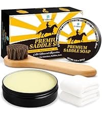 Feilove Leather Boot Care Kit – Mink Oil & Saddle Soap for Leather with Applicators & Cloths – 6-Piece Leather Shoe Care Kit for Cowboy Boots, Work Boots, Shoes & Tack