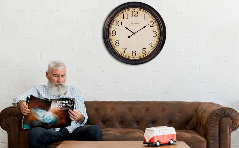 Crosstime 24 Inch Wall Clock Battery Operated Silent Round Vintage Large Wall Clocks for Living Room Farmhouse Decor, Black-Brown