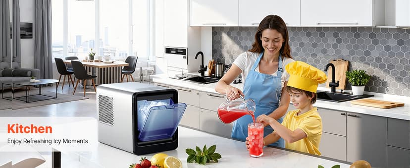 VEVOR Countertop Ice Maker, 33 lbs per Day, Self-Cleaning Portable Machine with Scoop, Drawer-Style Ice Access, Nugget Ice-Making Machine with Chewable ICES for Home, Kitchen, Office, Bar & Party