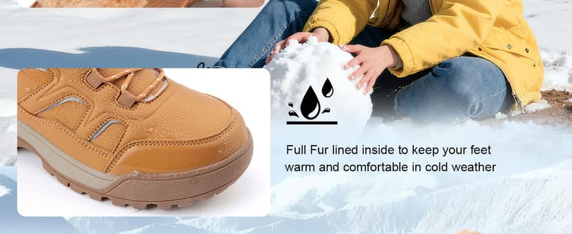MAIZUN Winter Boots for Women Snow Warm Non-Slip Hiking Ankle Booties for Women Faux Fur Outdoor