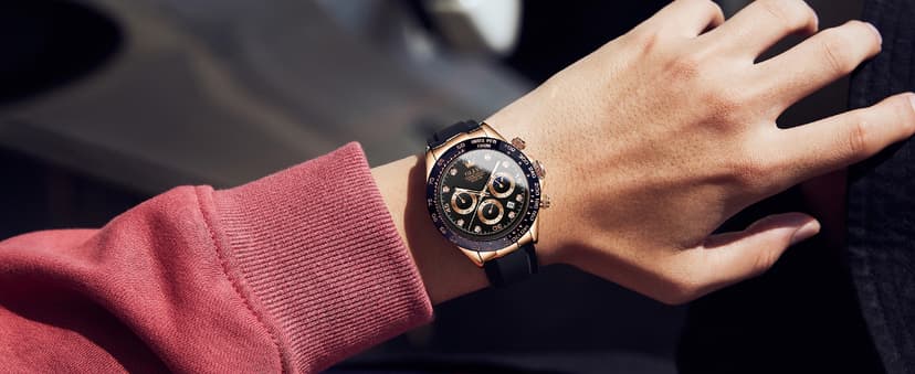 OLEVS Men's Watches Chronograph Multifunction Sport Silicone Luxury Diamond Moon Phase Quartz Male Watch Waterproof Wrist Watch