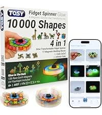 TOSY Magnet Fidget Spinner Mini - 8 Blocks, 3 in 1 Toy: Transformable Fidget Spinner, Infinity Cube, 2x2 Puzzle Cube, Christmas Stocking Stuffers Gift for Kids/Adults, STEM Sensory Stress Relief Toy