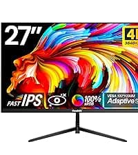 Gawfolk 27 Inch 4K Monitor IPS 60Hz, UHD 3840 x 2160p PC Monitors, Computer Dispaly for Home & Office, Support HDMI & DP, Wall Mount Compatible