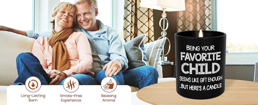 TEEZWONDER Birthday Gifts for Mom - Favorite Child Scented Candle Vanilla Lavender 10 oz - Christmas Funny Gifts for Mom Dad from Daughter Son, Grandma Grandpa Gift Ideas, Candle for Parents