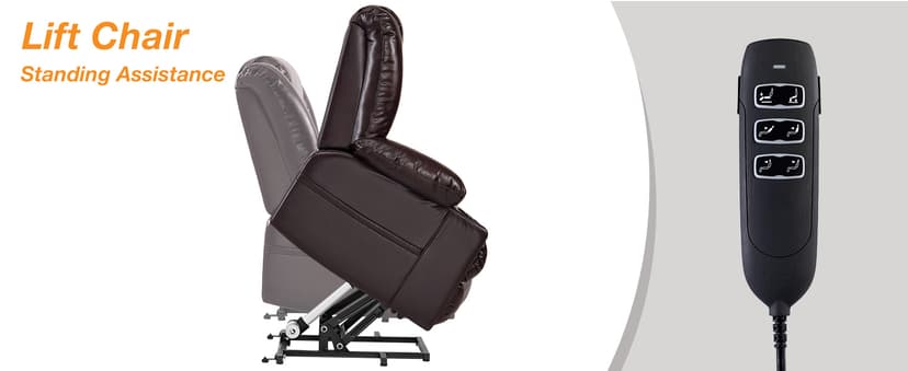 Triple Motor Large Power Lift Recliner Chair for Elderly with Heat and Massage, Lay Flat Lift Chairs for Seniors Infinite Position, Extended Footrest, USB Ports (Dark Brown)