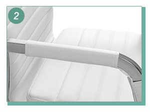 Furmax Ergonomic Office Desk Chair, Executive Ribbed Mid-Back PU Leather Conference Room Chair Adjustable Swivel Chair with Arms (1, White)