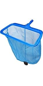 Poolvio Swimming Pool Leaf Skimmer Net, with 5 Sections Telescopic Aluminum Pole & Nylon Medium Fine Mesh Pool Net, Pool Cleaning Tool for Removing Leaves & Debris