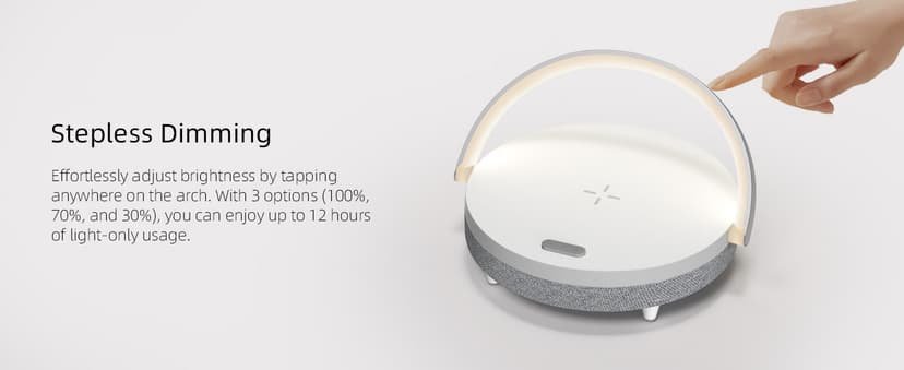 EZVALO Gift for Her, Music Table Lamp with Wireless Charger, 4 in 1 Touch Bedside Lamp, Portable Bluetooth Speaker, Phone Holder, Dimmable LED Night Lights Birthday Gifts for Women, Men, Dad, Mom