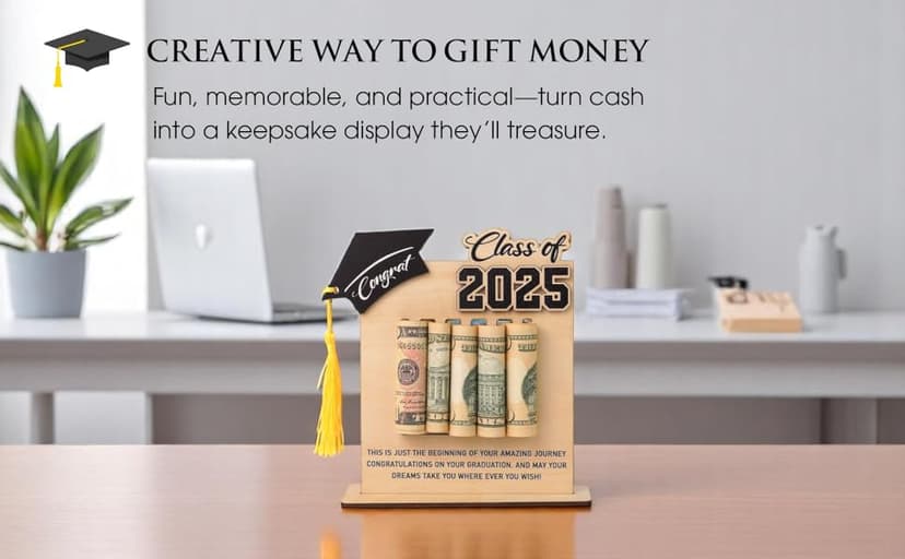 Congrats Graduation Money Holder 2025, Wooden Graduation Money Cash, Class of 2025 Graduation Gifts for Her, Him, Senior College University Graduates Gifts