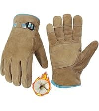 HANDLANDY Genuine Sheepskin Leather Gloves for Men Winter Driving Warm Thermal Wrist Gloves Fleece Lining for Cold Weather