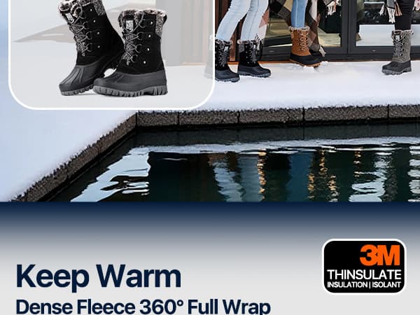 FREE SOLDIER Women's Waterproof Winter Cold Weather Snow Boots for Women Outdoor Fashion Duck Boots Comfortable Insulated