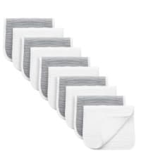 Synrroe Burp Cloths Large, Muslin Burp Cloths for Baby, Extra Absorbent and Soft, 6 Layers 20 by 10 Inches 100% Cotton (White Large 4 Pack)