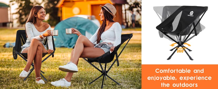 Raynesys 1 Pack Portable Camping Chair, Flexible 360° Rotation, Easy Carry, 8 Seconds Quick Setup Folding Camping Chair, 3.8Lb Lightweight Folding Chairs for Hiking, Beach, Sporting, Travel