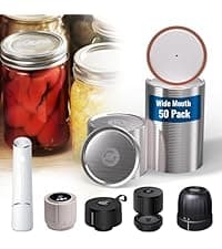 Upgraded 3-in-1 Electric Mason Jar Vacuum Sealer Kit for Jars, Bags, Food Savers & Containers | Auto-Stop Jar Sealer with 4-Hours Battery Life & One-Handed Operation for Dry Foods, Jams & Leftovers