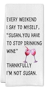 Christmas Wine Kitchen Towels - Hand, Dish, and Tea Towels for Wine Lovers - Funny Gift for Women - 16 X 24