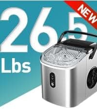 EUHOMY Nugget Ice Maker Countertop with Handle, Ready in 4 Mins, Max 40lbs/24H, Chewable Ice, Self-Cleaning, Portable Sonic Ice Maker with Basket and Scoop, for Home/Party/RV/Camping (Black)