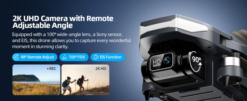 GPS Drone with Camera for Adults, 2K FPV Drone with 4.5" Screen Remote Controller, Brushless Motor, Auto Return, Follow Me, Tap Fly & Circle Fly, Long Flight Time Foldable Quadcopter for Beginners