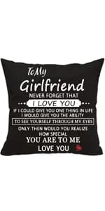 Anrkets Two Sided Printing Lover Pillow Cover I Love You Hug This Pillow Until You Can Hug Me, Valentine's Day Birthday Gifts for Girlfriend Cotton Linen Square Decorative Waist Pillowcase 18"x 18"