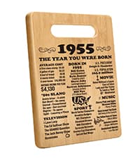 70th Birthday Gifts for Women Men, Happy 70 Year Old Birthday Gift Cutting Board for Her Him, Back In 1955 Birthday Decorations Woman Man Turning 70, 70th Cutting Board Birthday Favor