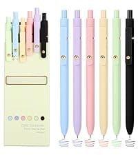 Ddaowanx Gel Pens, 6 Pcs 0.5mm Quick Dry Black Ink Pens Fine Point Smooth Writing Pens, Cute Office School Supplies Gifts for Women