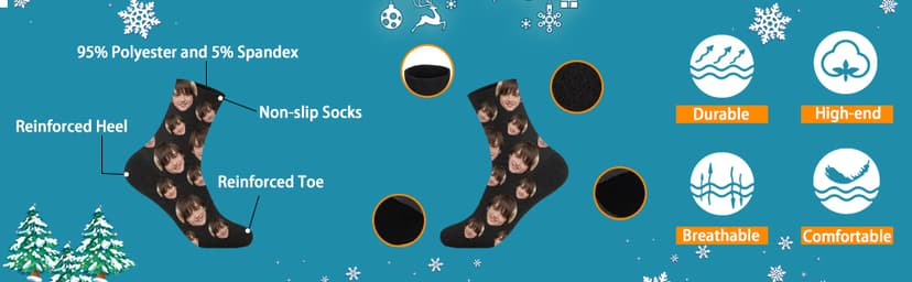 TinyName Custom Socks with Faces Personalized Face Sock with Text Customized Funny Socks for Men and Women