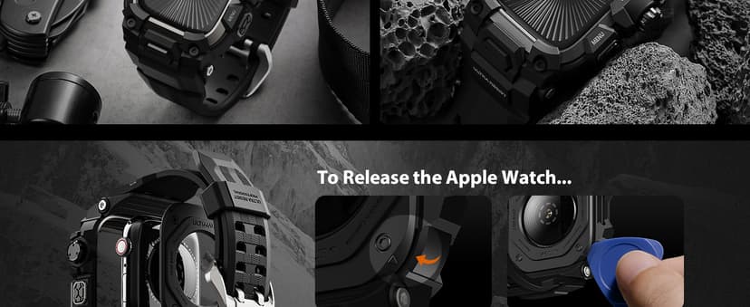 ULTIMAL Rugged Case with Band for Apple Watch 46mm,Compatible with Apple Watch Series 11/10, Military Grade Shockproof Bumper Cover for iWatch Tactical Band Men (Black, 46mm)