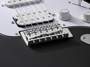 Tostar Beginner Electric Guitar, Solid Body, 39" Full Size Strat Style with HSS Pickups, 5-Way Switch, Tremolo Bridge, Maple Neck & Tectona Fretboard, Ideal for Beginners and Gifting, Black
